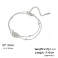 Silbernes Edelstahl-Doppelarmband mit einem Tennisschläger-Anhänger und kleinen Kugeln - Stahl Schläger Doppelungskette