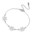 Zilveren roestvrijstalen pootafdruk armband met verstelbare ketting voor honden- en kattenliefhebbers - Enkele Laag - Drie Pootafdrukken / Staalkleur