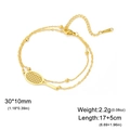 Goldenes Edelstahl-Doppelarmband mit Tennisschläger-Anhänger 17+5cm Länge - Gold Schläger Doppelungskette