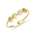 Detail van een goudkleurige armband met levensboombedels en fonkelende zirkonia's - Multi-Cirkel Levensboom Stijl