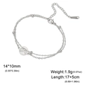 Silbernes Edelstahl-Volleyball-Anhänger-Armband mit Perlen, Doppelketten und Karabinerverschluss - Stahl Volleyball1 Doppelungskette