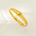 Bracelet jonc minimaliste doré en acier inoxydable avec motif circulaire et lignes - Style d'Ornement Convexe Circulaire (TT0690)