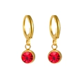 Golden hoop earrings with round red crystal birthstone charm for women jewelry - Gold May-Emerald Green