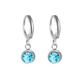 Silver-toned leverback earrings featuring two light blue round faceted birthstones - Steel Tone June-Light Purple