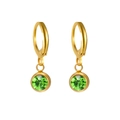 Golden hoop earrings with a faceted green May birthstone crystal pendant for DIY sets - Gold July-Ruby Red