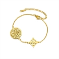 Gold stainless steel bracelet with vintage mystic symbols and triple protection charms - Double Charm Cross Chain Style 2 / Gold