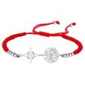 Adjustable red woven bracelet featuring silver mystical charms and pentagram pendant - Double Charm Red Rope Style 1 / Silver