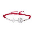 Adjustable red braided bracelet with silver Celtic knot and occult star pendants - Double Charm Red Rope Style 2 / Silver