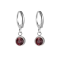 Silver-tone birthstone earrings featuring round faceted red crystal glass charms - Steel Tone November-Topaz Yellow