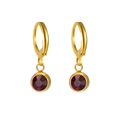 Golden round earrings with deep red round birthstone crystals and gold plated settings - Gold November-Topaz Yellow