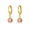 Pink birthstone crystal earrings with gold round leverback settings for DIY jewelry - Gold December-Zircon Blue