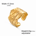 Anello aperto largo in acciaio inossidabile placcato oro 18K con texture irregolare - Stile Texture Pieghettata Oro
