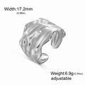 Anello regolabile largo argento in stile geometrico stropicciato per donna - Stile Texture Pieghettata Acciaio