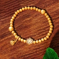 Vintage Goldperlen Armband mit hohlem Blumenanhänger und Lotuskapsel Charm für Frauen - Gold Hohle Lotuskapsel (TS0462)