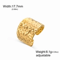 Anello aperto a fascia larga in acciaio inossidabile oro 18K martellato da 17,7 mm - Stile Martellato Oro