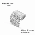 Anello largo regolabile in acciaio inossidabile argento con finitura martellata, 17,7 mm - Stile Martellato Acciaio