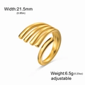 Anello regolabile in acciaio inossidabile placcato oro 18K con design geometrico a strati - Linee Geometriche Tipo A-Oro
