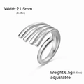 Anello aperto geometrico in acciaio inossidabile argento da donna con doppia goccia - Linee Geometriche Tipo A-Acciaio