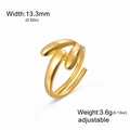 Anello regolabile minimalista in acciaio inossidabile dorato 18 carati a doppia goccia - Linee Geometriche Tipo B-Oro