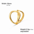 Anello regolabile geometrico a doppio strato in acciaio inossidabile placcato oro 18K - Linee Geometriche Tipo D-Oro
