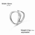 Anello doppio cerchio minimalista regolabile argento, larghezza 18mm, 3,5g - Linee Geometriche Tipo D-Acciaio