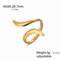 Anello a onda in acciaio inossidabile placcato oro 18K con fascia aperta da 28,7mm - Linee Geometriche Tipo E-Oro