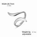 Anello minimalista regolabile in acciaio inossidabile argento, larghezza 28,7mm e peso 3g - Linee Geometriche Tipo E-Acciaio