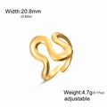 Anello regolabile in acciaio inossidabile placcato oro 18K con design geometrico a onde - Linee Geometriche Tipo F-Acciaio