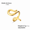 Anello aperto regolabile in acciaio inossidabile placcato oro 18K con design da 32,5mm - Linee Geometriche Tipo G-Oro