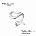 Anello regolabile in acciaio inossidabile argento a onde 32,5mm di larghezza donna - Linee Geometriche Tipo G-Acciaio