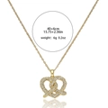 Collana cuore dorata in zircone con design a intreccio e catena regolabile 40+6cm - Oro