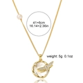 Gold necklace with dragonfly shell pendant and pearl detail, 41+6cm length and 5g weight - Necklace (X0270)
