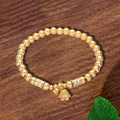 Vintage-Armband aus matt vergoldeten Perlen mit zarten Maiglöckchen-Anhängern - Gold Maiglöckchen (TS0457)
