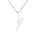 Polished silver stainless steel gymnast pendant necklace with a dancer silhouette - Steel-Gymnastics 2