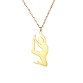 Collier minimaliste en acier inoxydable doré avec pendentif de gymnaste féminine souple - Or-Gymnastique 3