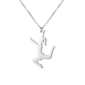 Collier en acier inoxydable avec pendentif silhouette de gymnaste en finition argentée - Acier-Gymnastique 4