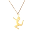 Collier avec pendentif silhouette de gymnaste en acier inoxydable 304 doré - Or-Gymnastique 4