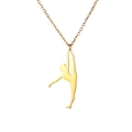 Collier en acier inoxydable doré poli avec pendentif silhouette de gymnaste pour femme - Or-Gymnastique 5