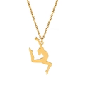 Collier doré en acier inoxydable avec pendentif silhouette de gymnaste élégante - Or-Gymnastique Style 2