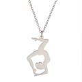 Collier de gymnastique argenté en acier inoxydable avec pendentif silhouette yoga - Acier-Gymnastique Style 5