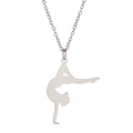 Pendentif silhouette gymnaste élégant en acier inoxydable 304 poli avec chaîne argentée - Acier-Gymnastique Style 6