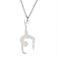 Collier en acier inoxydable argenté avec pendentif silhouette de gymnaste en plein mouvement - Acier-Gymnastique Style 7