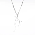 Collier en acier inoxydable argenté avec pendentif silhouette de gymnaste majorette - Acier-Gymnastique Rythmique Massue