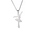 Collier avec pendentif gymnaste en argent et acier inoxydable avec chaîne fine - Acier-Ballet 2