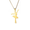Collier en acier inoxydable doré avec un pendentif silhouette de ballerine gracieux - Or-Ballet 2