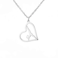 Collier avec pendentif cœur de gymnastique en acier inoxydable argenté poli - Acier-Cœur Gymnastique 2