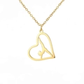 Collier cœur doré avec pendentif silhouette de gymnaste en acier inoxydable poli - Or-Cœur Gymnastique 2