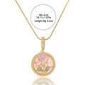 Elegante tuinbloem ketting met roze emaille hanger en natuurlijke zoetwaterparel - Roze Lotus Ronde Stijl (X3964)