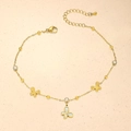 Elegant gold butterfly anklet with sparkling zircons and adjustable steel chain link - Bead Butterfly Rhinestone Style (TL0009)