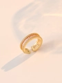 Anello regolabile placcato oro con zircone rosa e accenti scintillanti sui lati - Stile Aperto Pave in Zirconia Rettangolare Rosa (J0290)